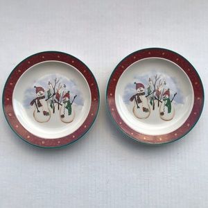 Set Of 2 Royal Seasons ‘Snowman’ Stoneware  Bread & Butter/Dessert Plates